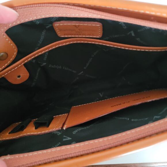 Rudolph Valentino Bag Clutch Wristlet Vintage Zip Italian Black Brown Leather - Picture 7 of 11